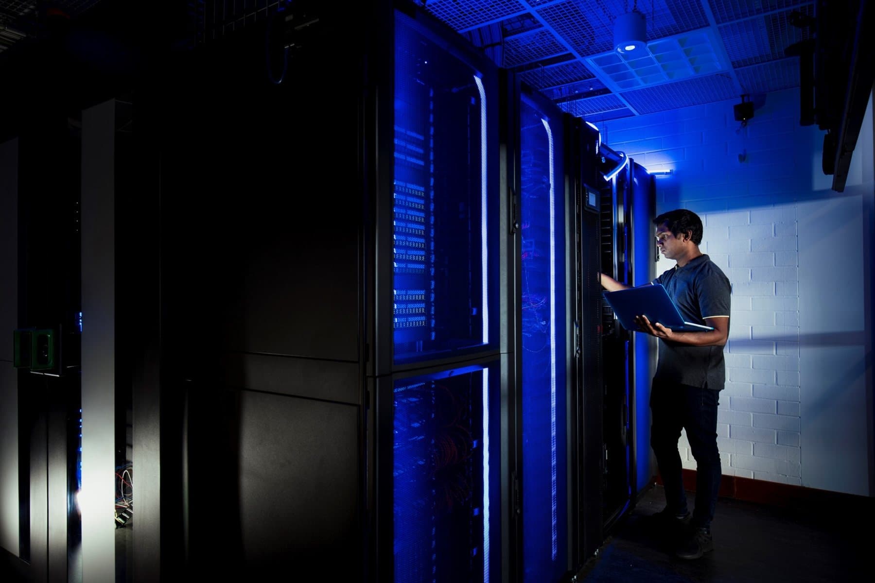 Engineer working with enterprise data center infrastructure